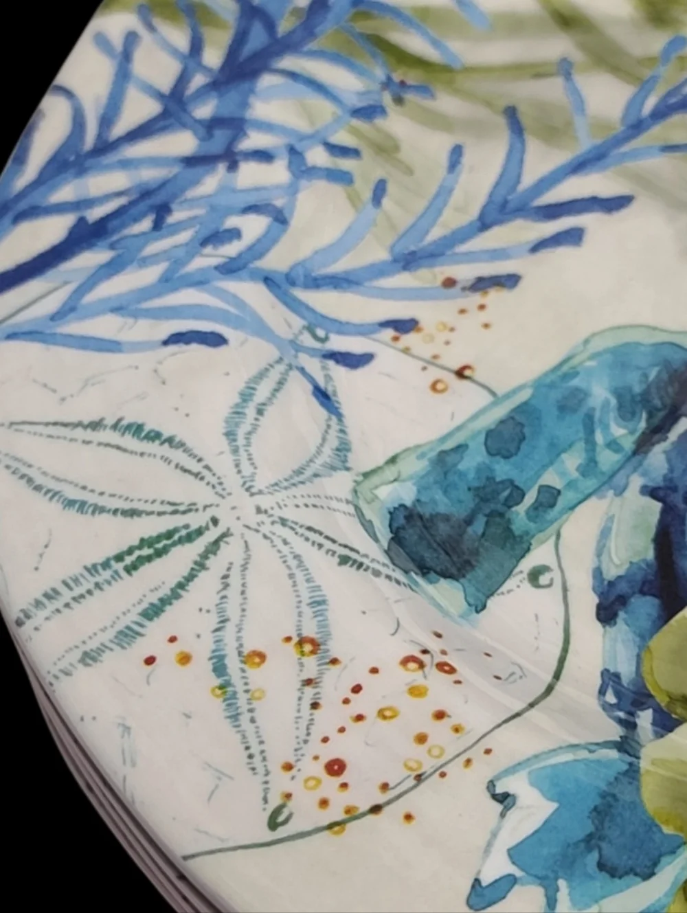 4 Sigrid Olsen Melamine Salad App Dessert Plate Sea Turtle Blue Green Watercolor